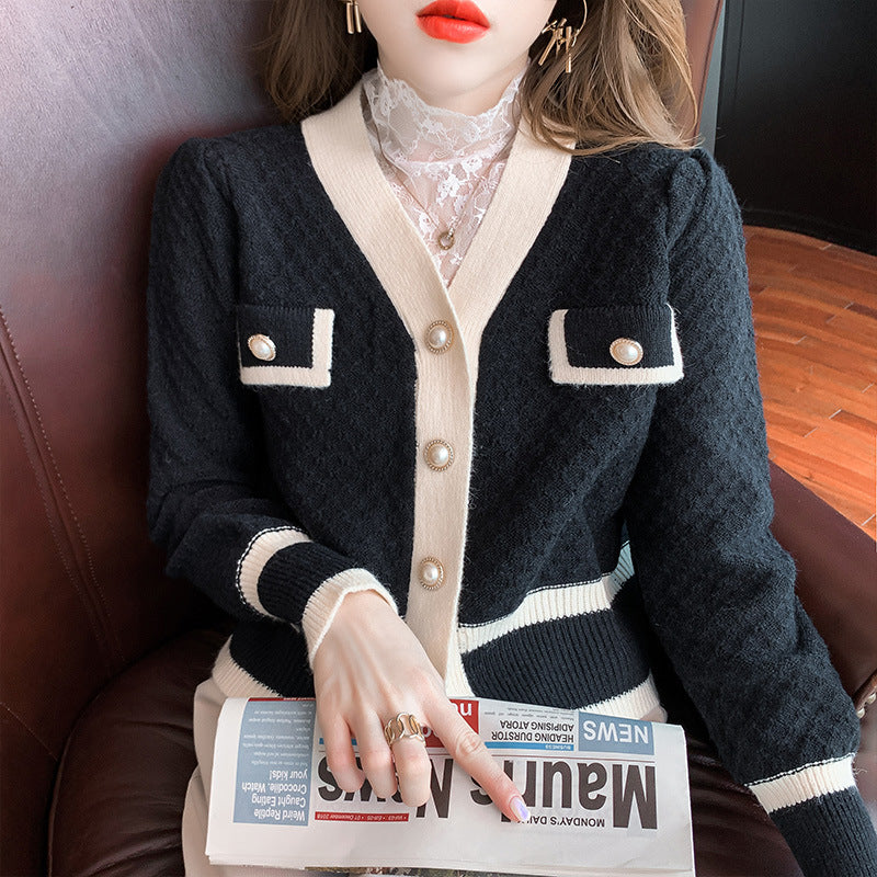 French retro fragrance wind fashion cardigan sweater bottoming shirt autumn 2021 new spring and autumn