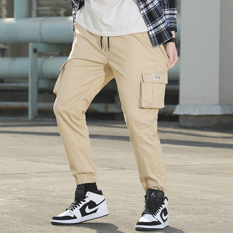 Large size tooling pants men's autumn 2021 new loose casual male boom pants tide tide nine points pants male Korean version