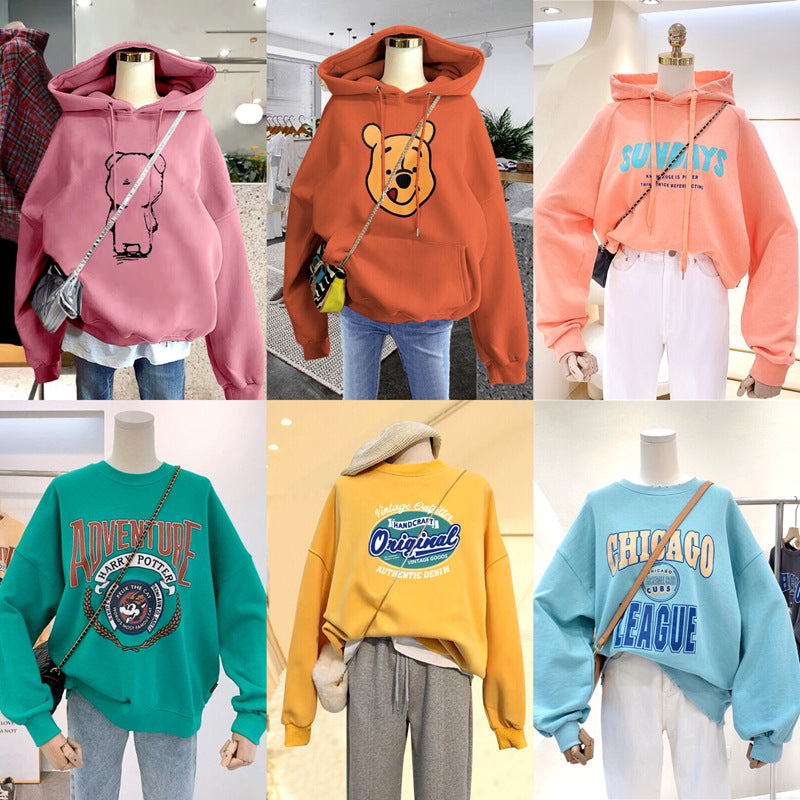 2021 autumn and winter new sweater female Japanese and Korean loose INS hooded sweater fashion casual round neck jacket