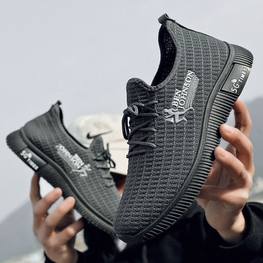 Cross-border shoes men's spring new single shoes Korean version of the breathable flying weave casual sports shoes mesh spring spring shoes one generation