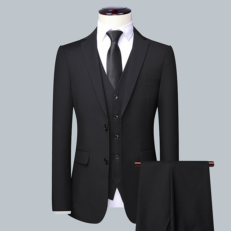 Men's suit set three-piece Korean version of the slim suit male business career is fitted with groom groom wedding dress