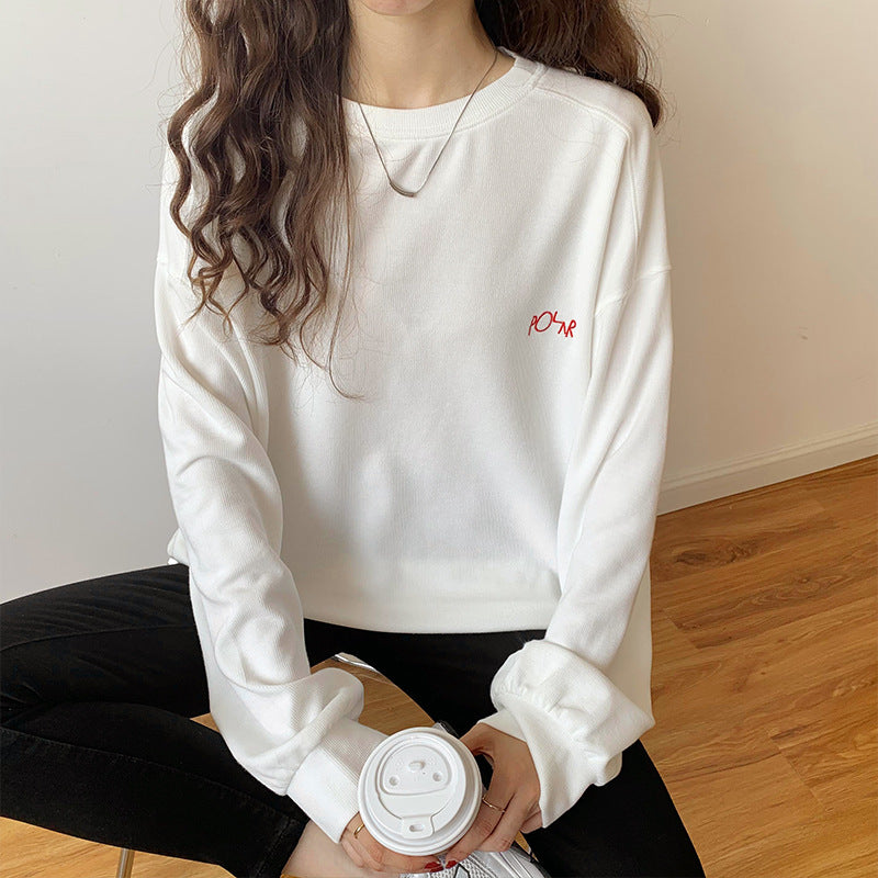 White long sweater female 2021 new spring and autumn loose Korean version of long-sleeved BF lazy clothes tide
