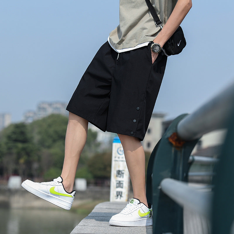 Summer new men's casual shorts 2021 trend loose casual ice silk sports five pants casual tide pants