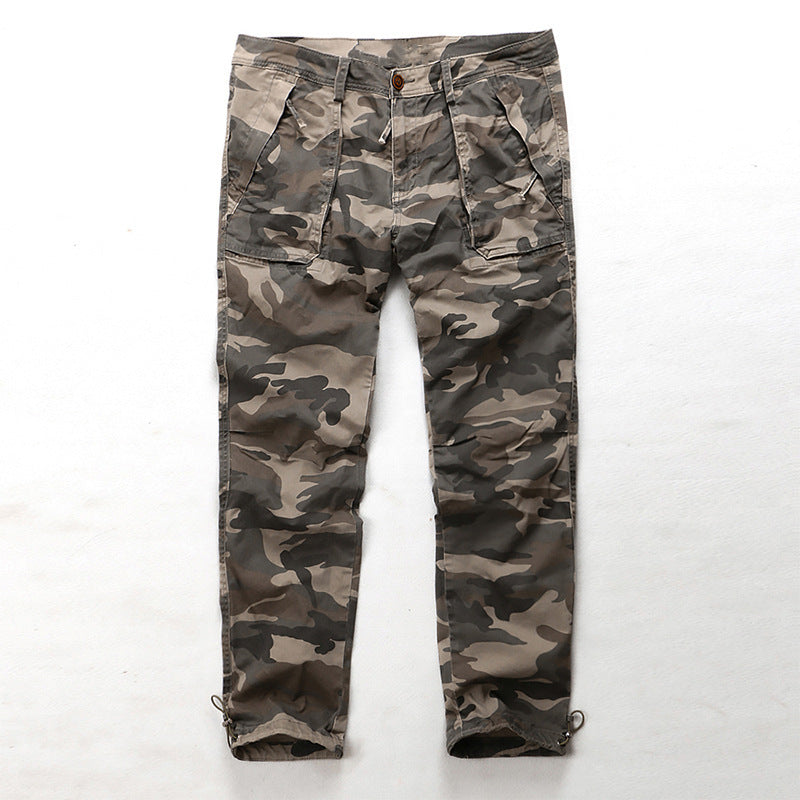 2021 new men's sports trousers camouflage cotton water-water men's trousers loose large size men's tooling pants spot