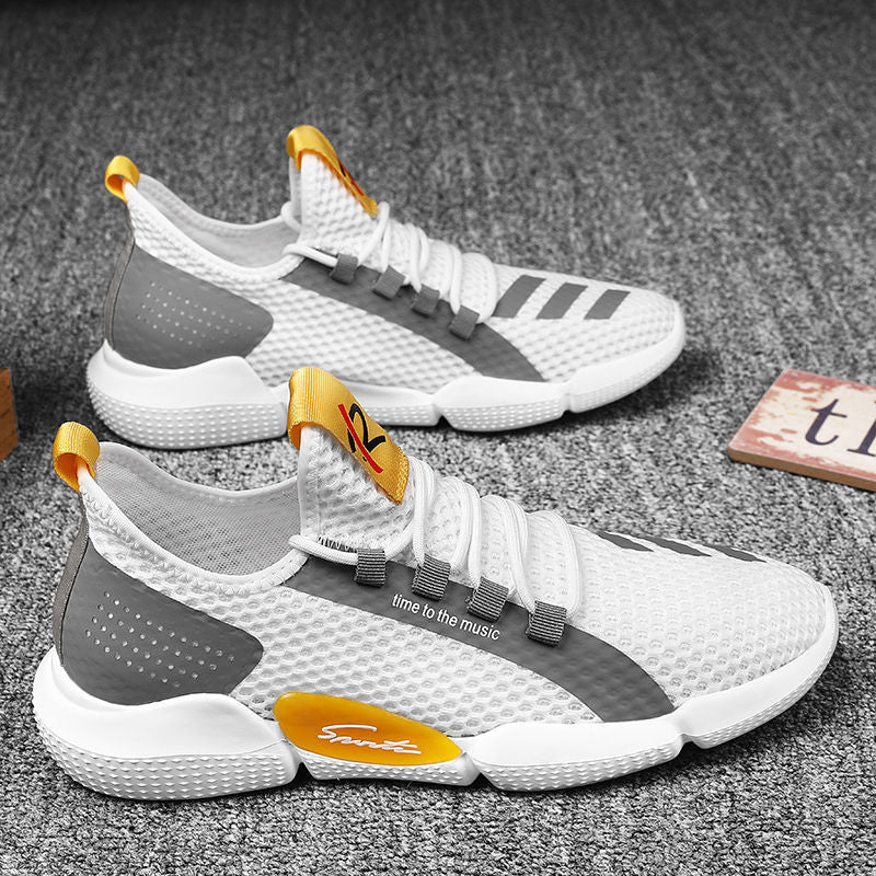 2021 men's shoes new fly-free breathable mesh casual shoes flat shoes round head youth tide shoes foreign trade men's shoes