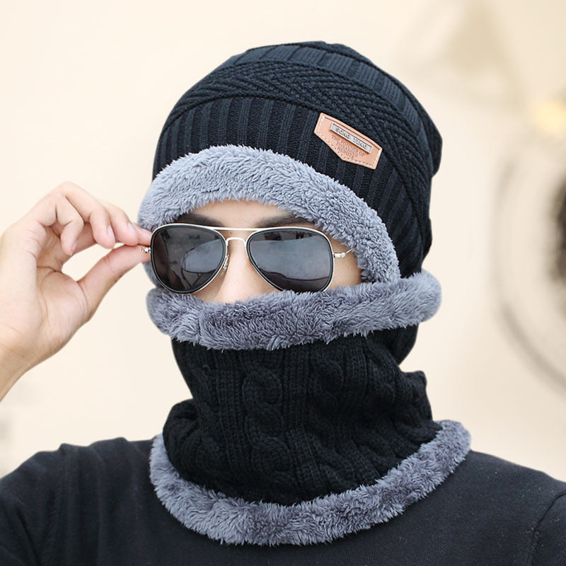 Hat men and winter thickened warm wool hat cotton cap men's winter Korean version of the superior cold cycle knit hat