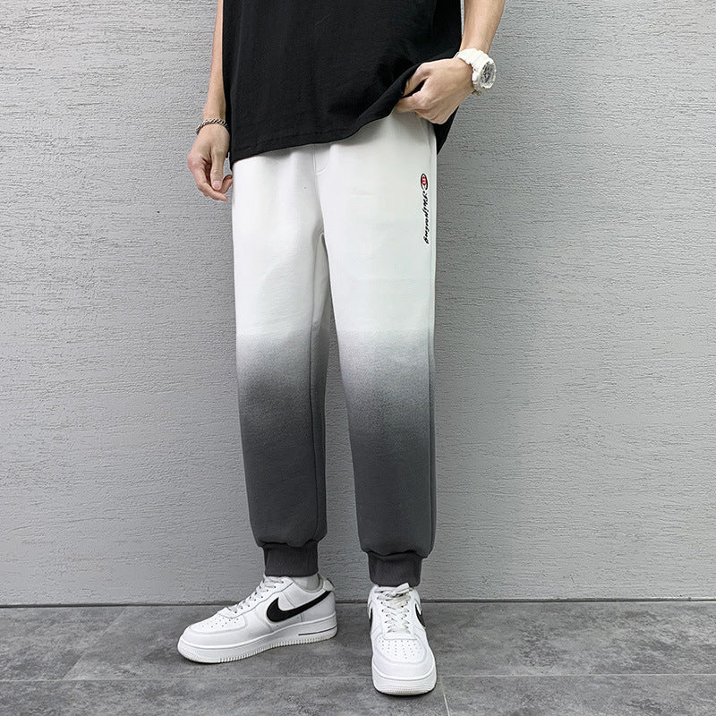 2021 Japanese pants men's weapon spring autumn Korean version of the trend casual sports pants white gradient beam pants