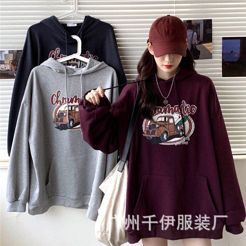 2021 autumn and winter new sweater female Japanese and Korean loose INS hooded sweater fashion casual round neck jacket