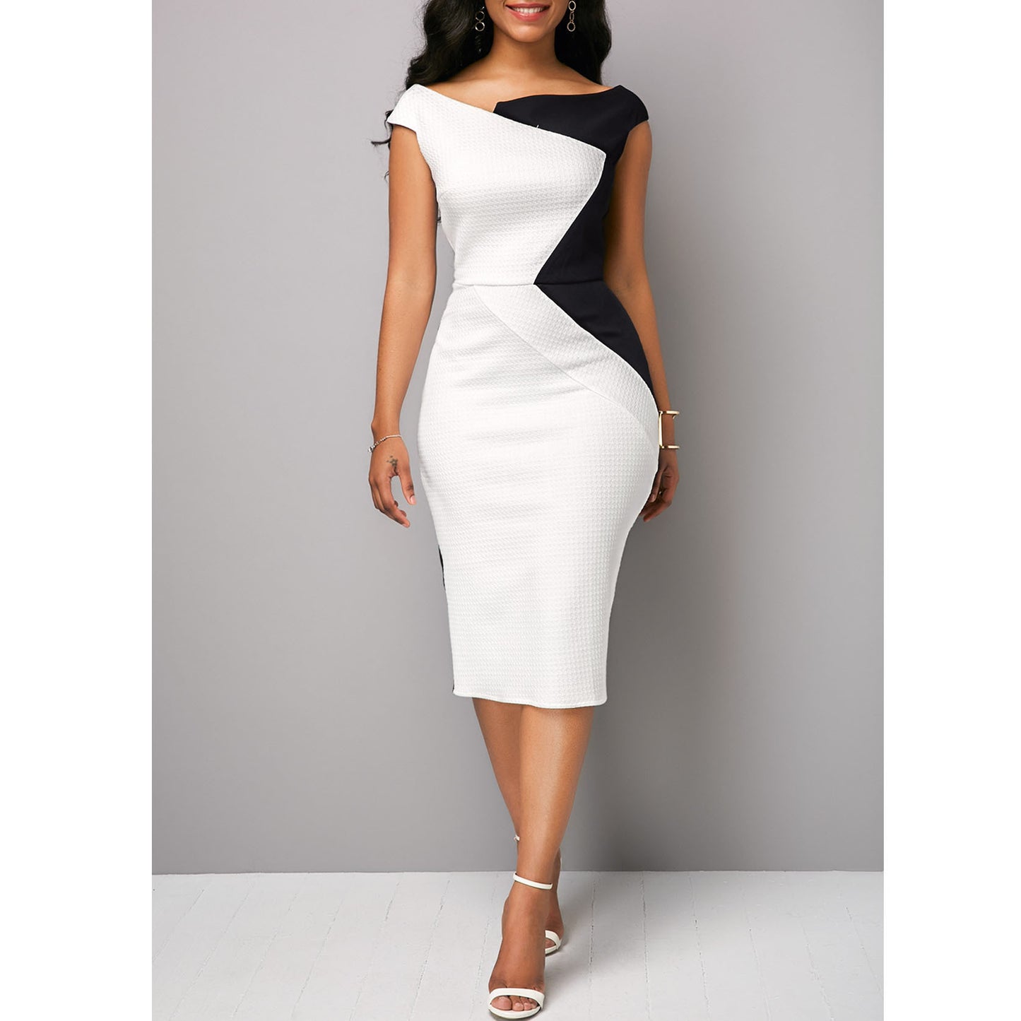 Europe and the United States large size collision stitching stretch knit professional commuter bag hip dress cross-border women's loading source