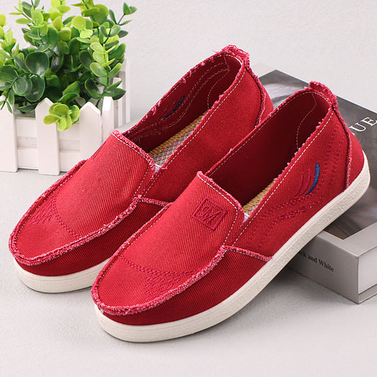 Autumn lazy one foot ladies canvas shoes breathable 2021 new old Beijing cloth shoes women's shoes light wholesale