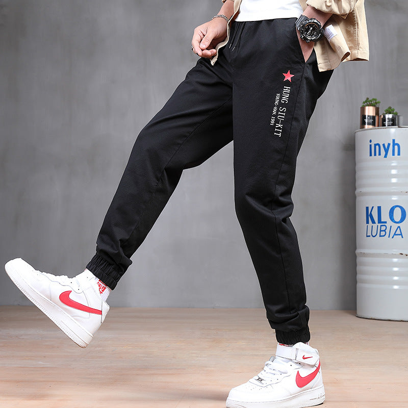 Beach pants men's spring autumn harness sports harem pants loose model trend wild casual worker pants