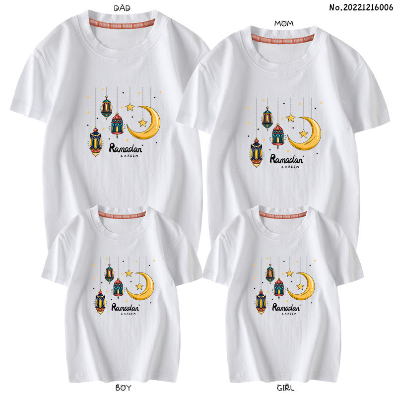 Z warehouse cross-border foreign trade holiday parent-child outfit a family of three family portrait short-sleeved T-shirt wholesale 20221216006