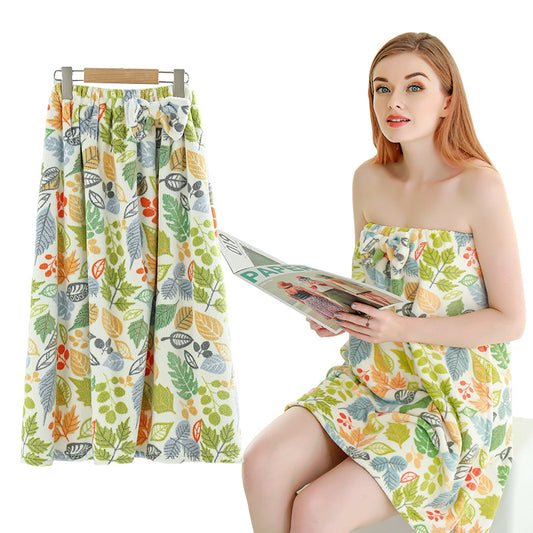 Coral velvet printing bath skirt cross-border new creative animal pattern towel bath towel women wear beauty salon bathrobes wholesale