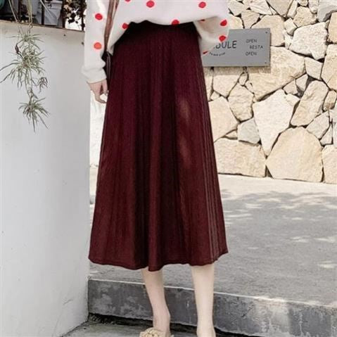 Knitted half-length skirt, long 2021 new women's winter with sweater skirt autumn and winter long skirt