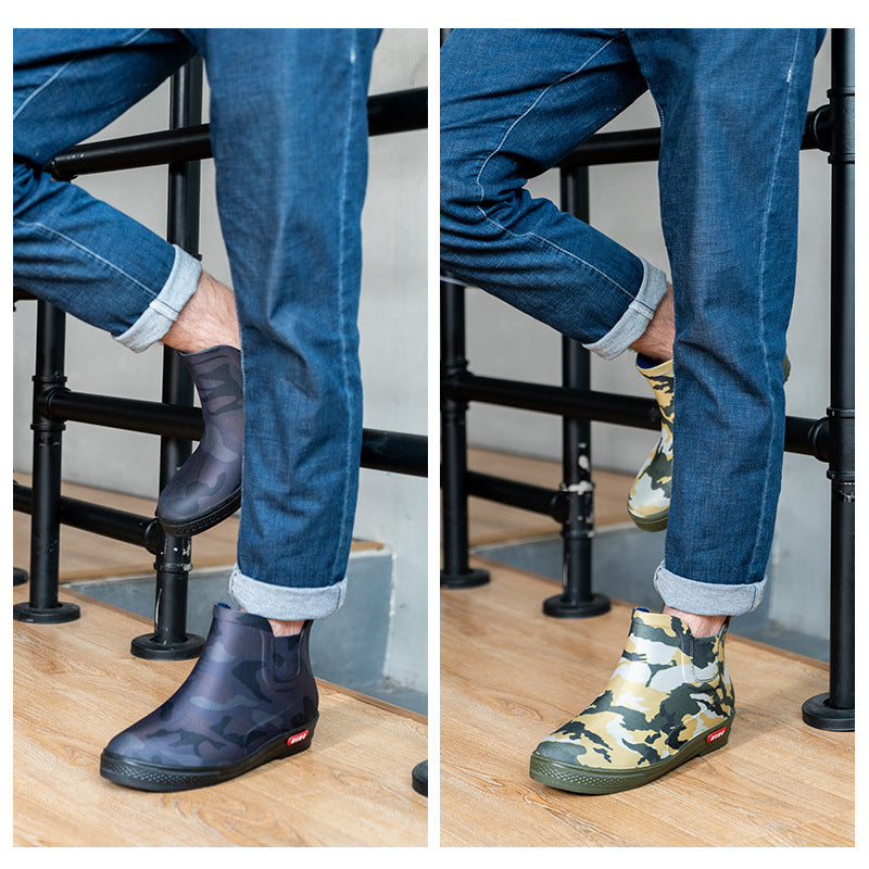 Rain Shoes men's fashion wear anti-skid shoes kitchen work shoes men's water shoes waterproof rubber shoes short tube low boots