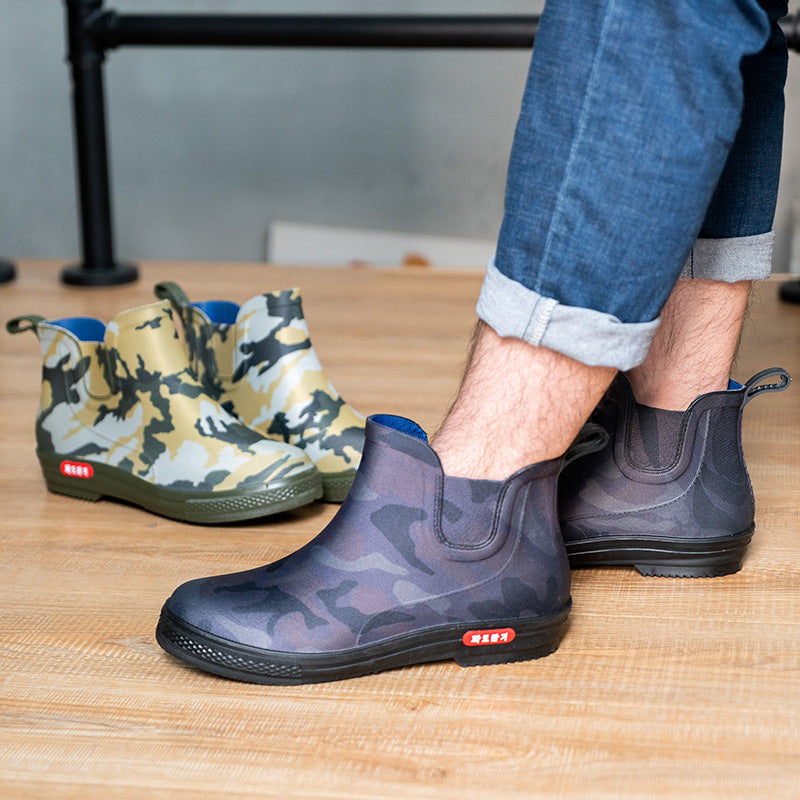 Rain Shoes men's fashion wear anti-skid shoes kitchen work shoes men's water shoes waterproof rubber shoes short tube low boots