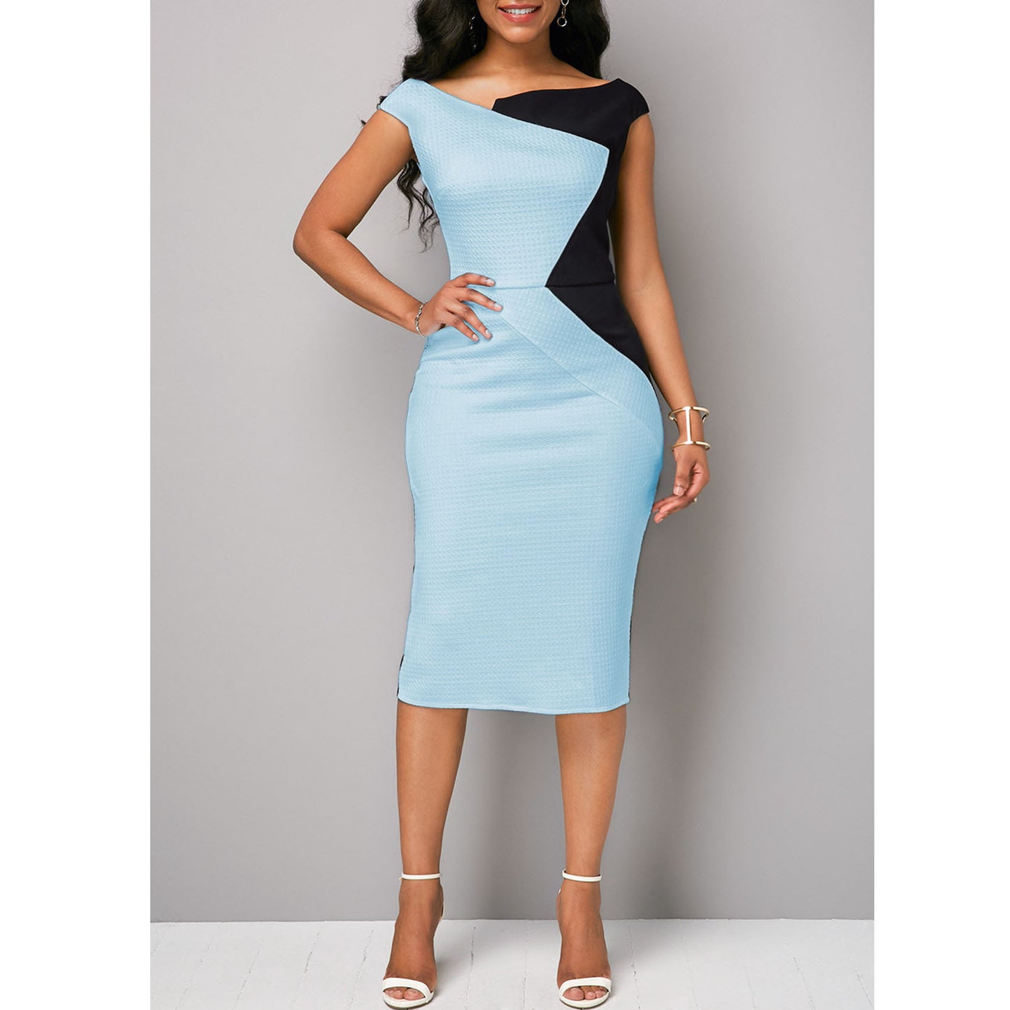 Europe and the United States large size collision stitching stretch knit professional commuter bag hip dress cross-border women's loading source