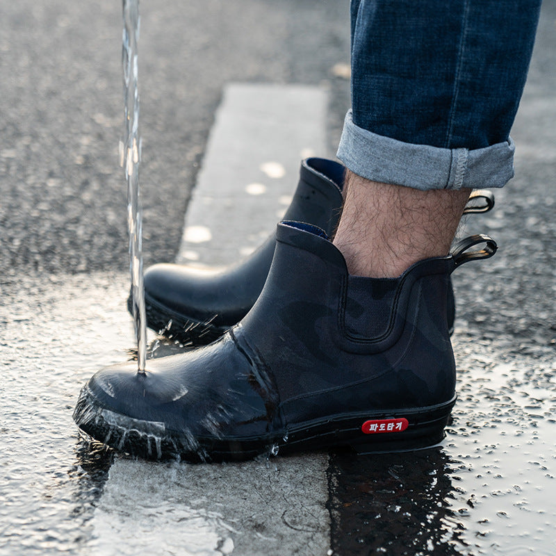 Rain Shoes men's fashion wear anti-skid shoes kitchen work shoes men's water shoes waterproof rubber shoes short tube low boots