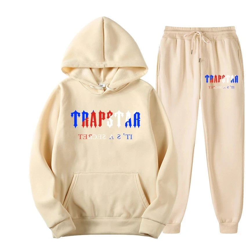 Tracksuit TRAPSTAR Brand Printed Sportswear Men 16 colors Warm Two Pieces Set Loose Hoodie Sweatshirt + Pants Set Hoodie jogging