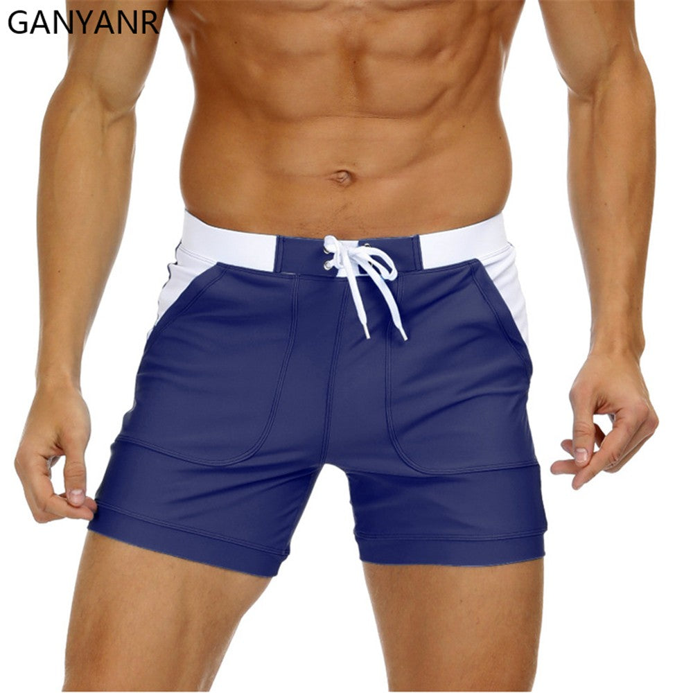 GANYANR Swimming Trunks Swimwear Men Beach Shorts Swim Sunga Bathing Suit Swimsuit Brief Sexy Surfing Wear Boardshorts quick dry