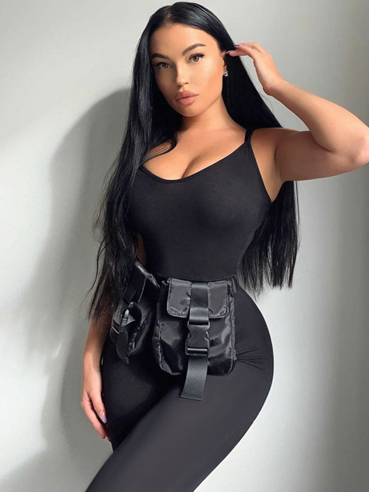 Solid Sports Jumpsuit Backless Active Wear