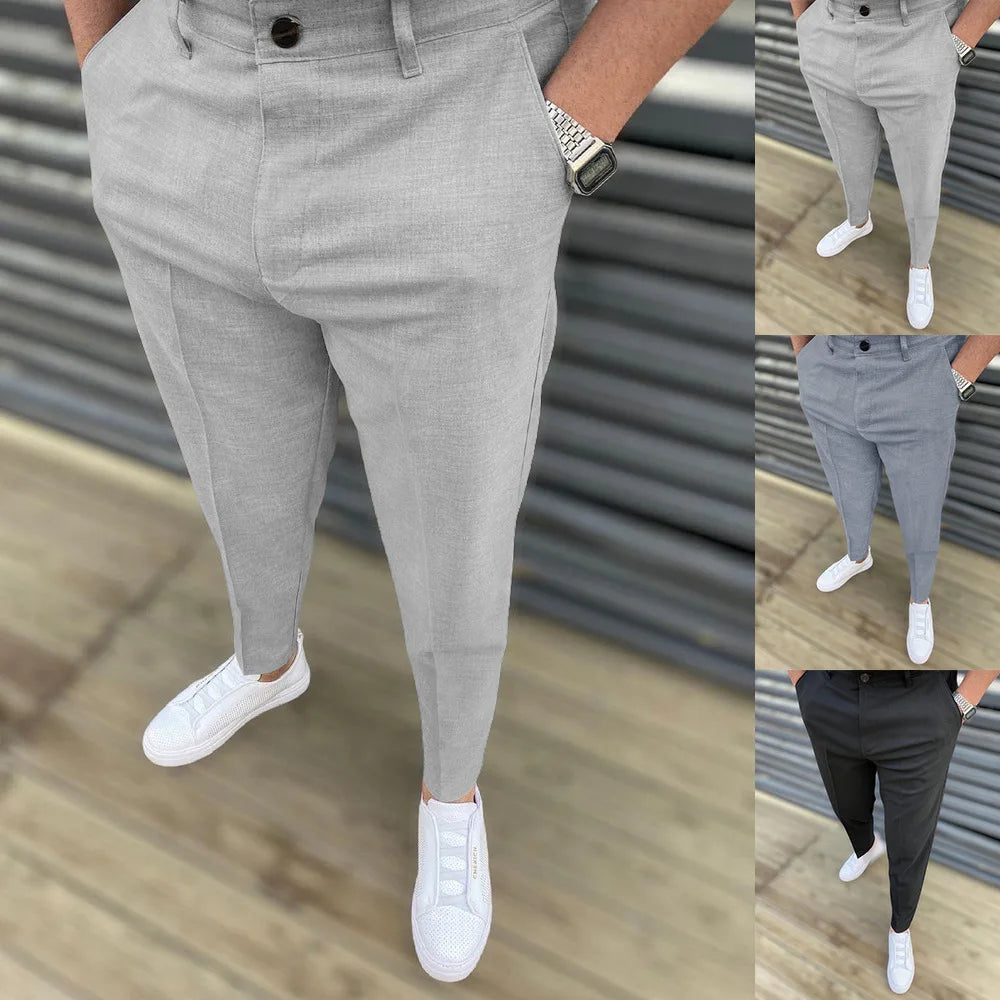 Men Casual  Pants Formal Social Streetwear Pencil Trouser For Men's Business Office Workers Wedding Straight Suit Pants Hot Sale