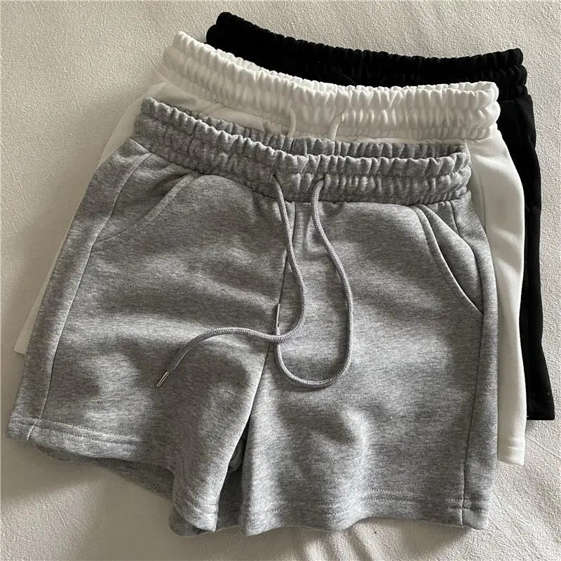 Solid Drawstring Elastic Waist Shorts