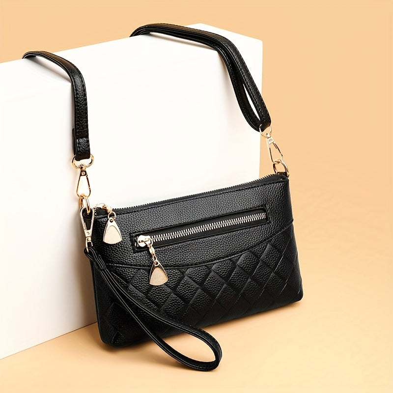 Flower Printed Crossbody Bag, Women's Multi Zipper Clutch Wallet, Fashion Shoulder Purses For Daily Use