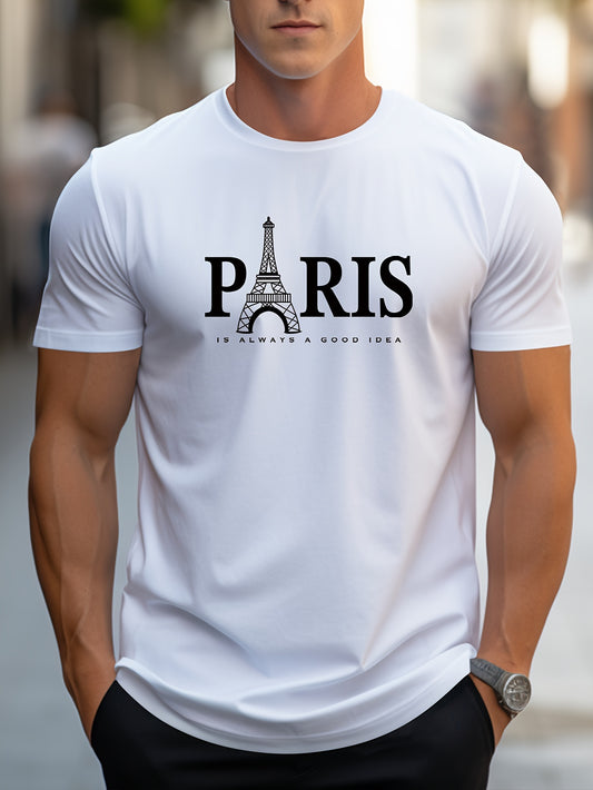 Paris LETTERS Stampa Maglietta Comoda A Maniche Corte Con Girocollo Per Uomo Maglietta Casual E Larga Per Primavera Estate Abbigliamento Maschile Come Regalo Per Le Feste