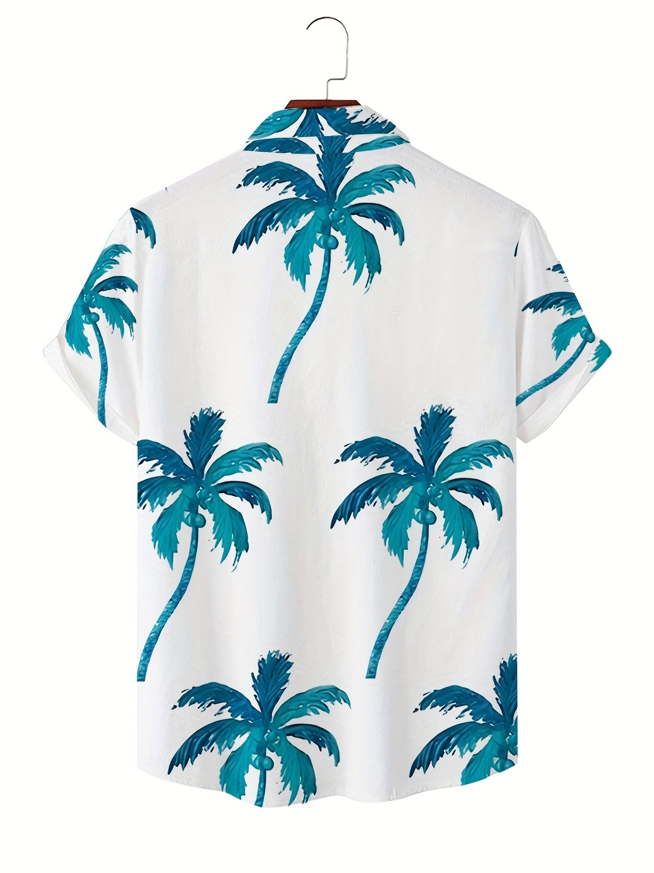 Men's Hawaiian Shirts, Coconut Palm 3D Print Fashion Short Sleeve V-neck Button Down Shirts, Men's Summer Clothes, Casual Graphic Tops, Men's Novelty Pajamas Tops