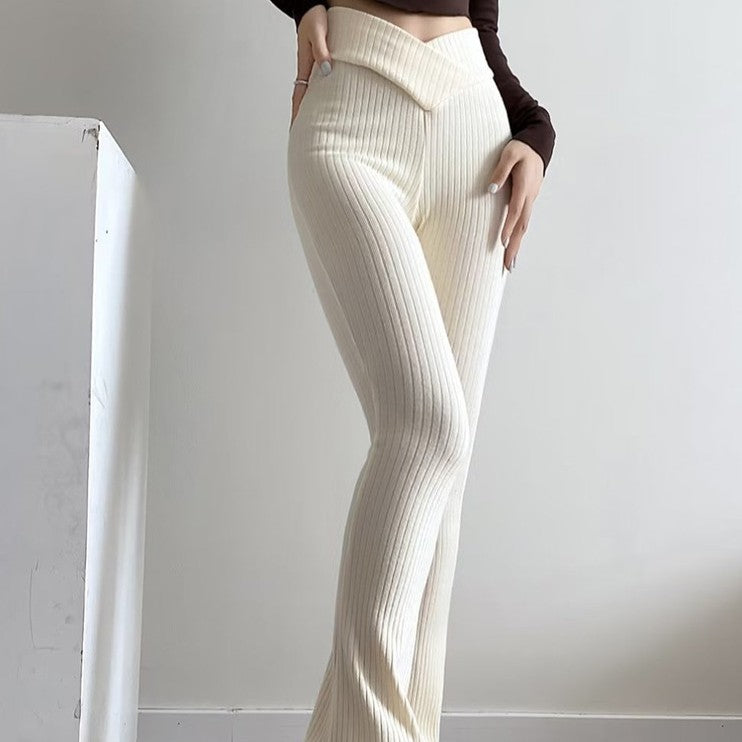 Hip Lifting And Leg Length Knitting Micro Flare Pants