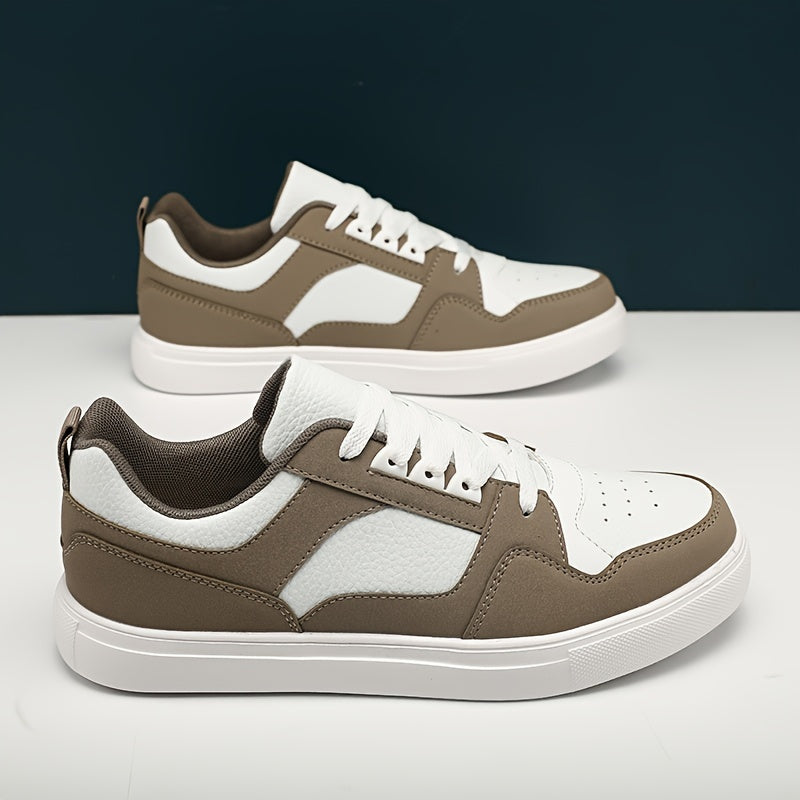 Men's Low-Top Skate Sneakers - Casual Lace-Up Flats for Outdoor, Hiking & Travel | All-Season Comfort with Durable EVA Sole
