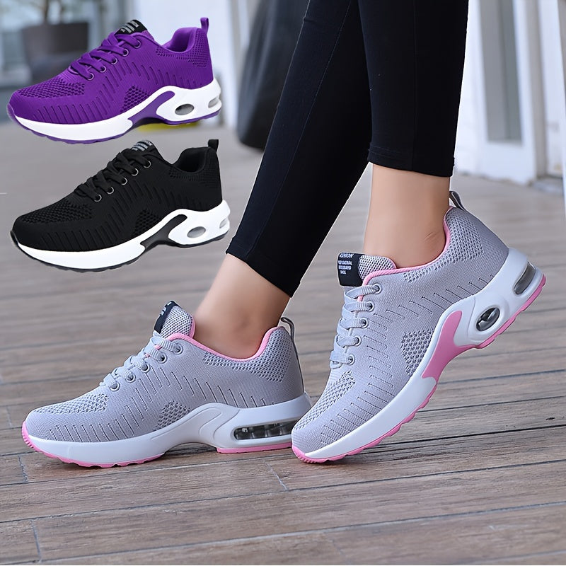 Women's Air Cushion Sports Shoes, Casual Low Top Running & Walking Trainers, Breathable Shock Absorbing Sneakers