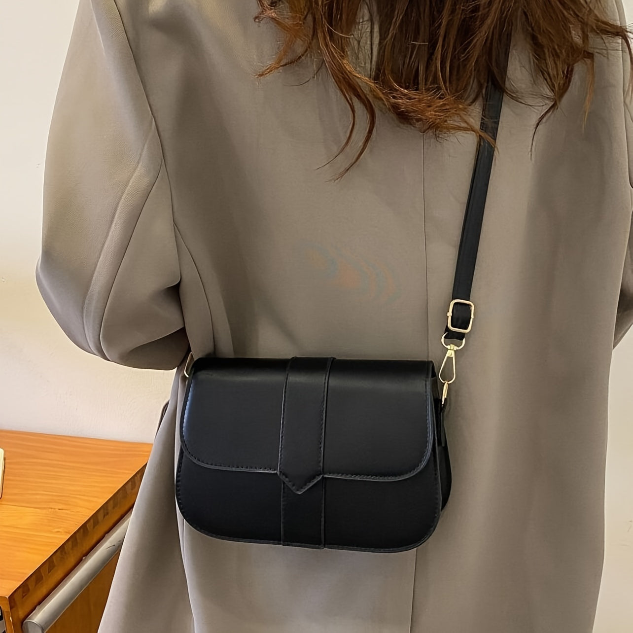 Minimalist Crossbody Bag, Fashion Mini Shoulder Bag, Simple Flap Handbag & Square Purse For Women