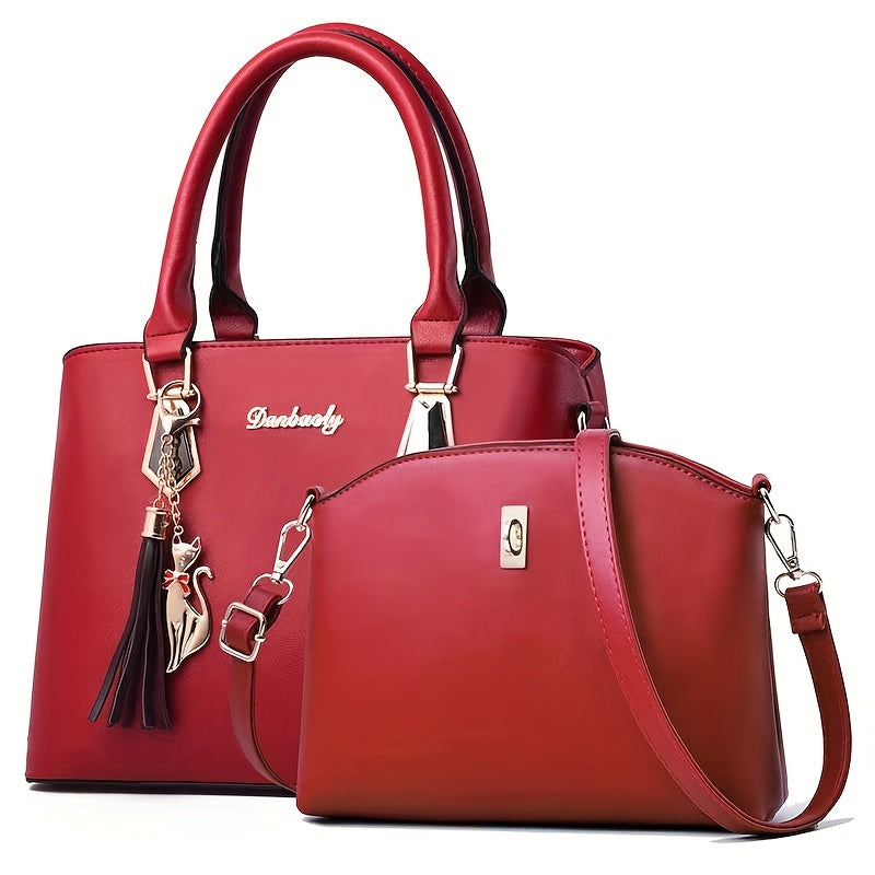 2pcs/set Fashion Top Handle Satchel, Trendy Crossbody Bag, Women's Casual Handbag, Shoulder Bag & Purse