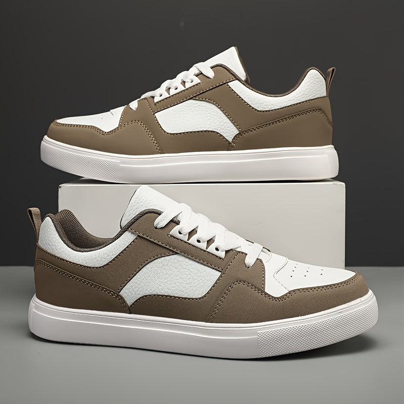 Men's Low-Top Skate Sneakers - Casual Lace-Up Flats for Outdoor, Hiking & Travel | All-Season Comfort with Durable EVA Sole