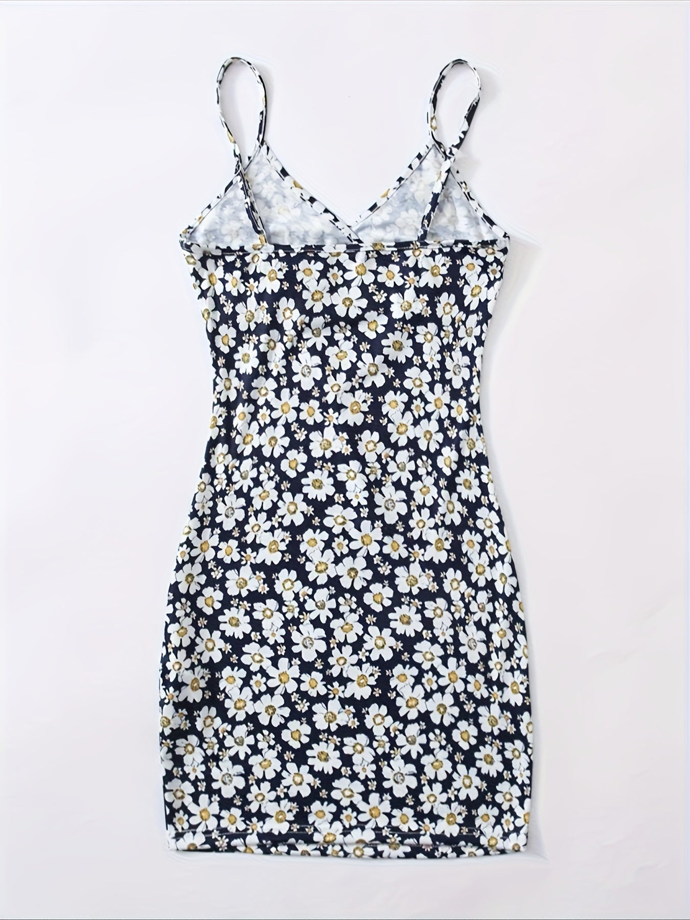 Floral Print Cami Dress, Elegant Sleeveless Bodycon Mini Dress For Vacation, Women's Clothing