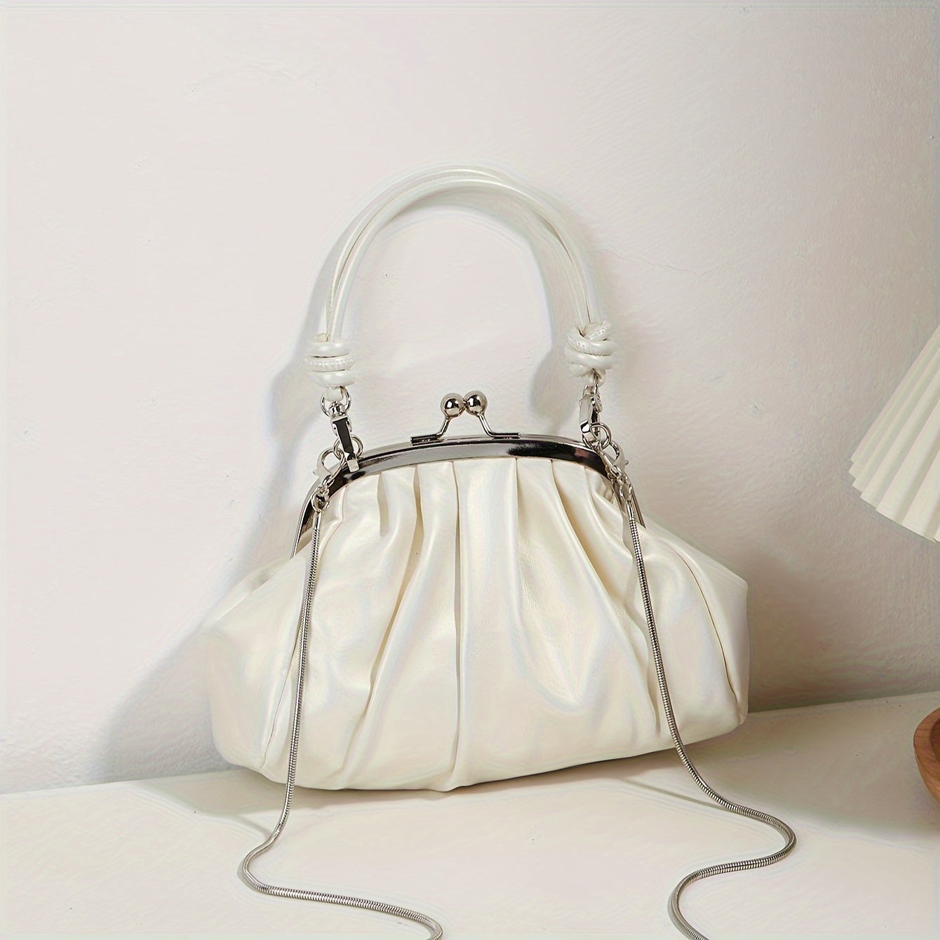 Mini Vintage Pleated Clutch, Retro Crossbody Frame Bag, Women's Elegant Handbag, Shoulder Bag & Purse