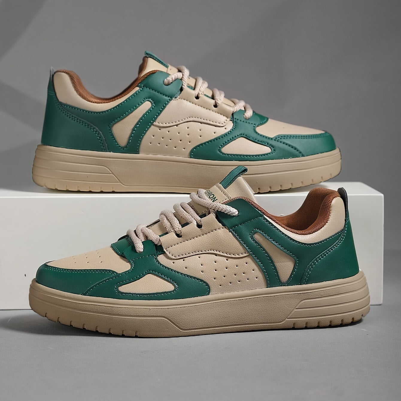 Men's Vintage Colour Block Low Top Skateboard Shoes, Comfy Non Slip Casual Durable Sneakers For Men's Outdoor Activities