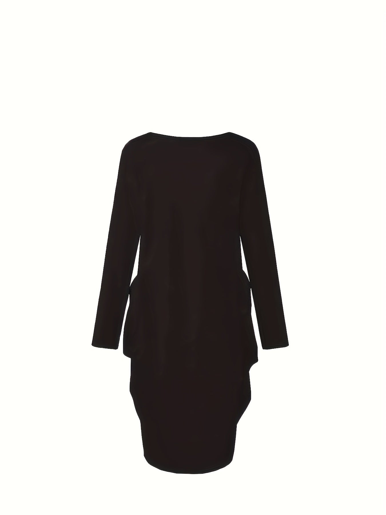 Plus Size Christmas Dress, Women's Plus Reindeer Print Long Sleeve Round Neck Loose Fit Baggy Dress