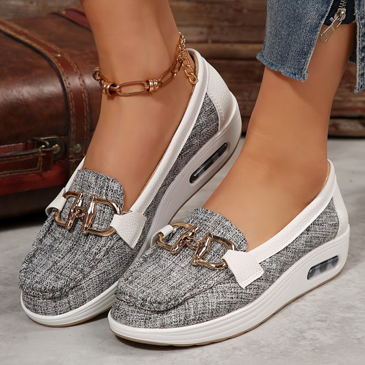 Women's Air Cushion Sneakers, Buckle Decor Slip On Walking Shoes, Casual All-Match Outdoor Shoes