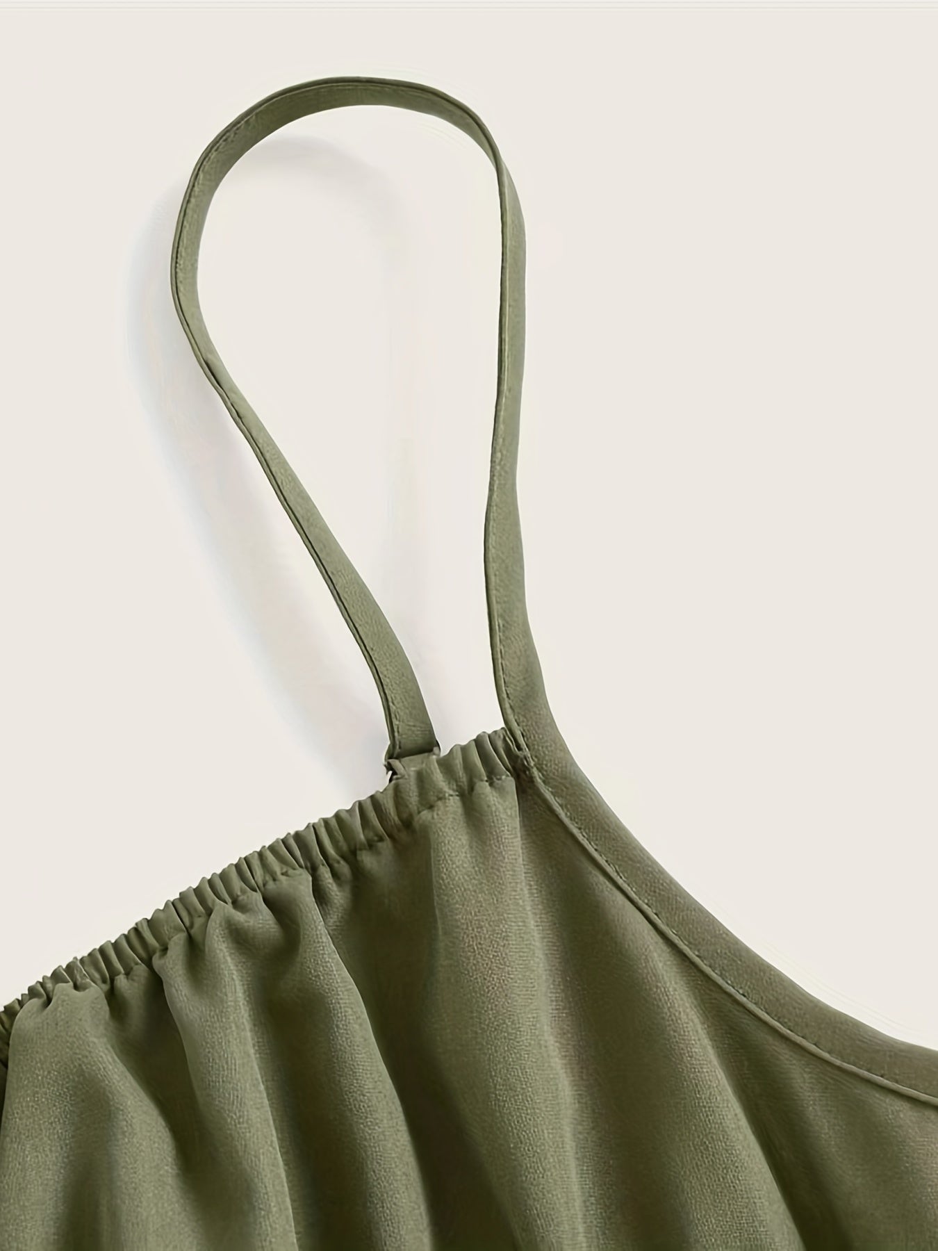 Solid Smocked Spaghetti Dress, Vacation Style Tie Front Aline Cami Dress, Women's Clothing