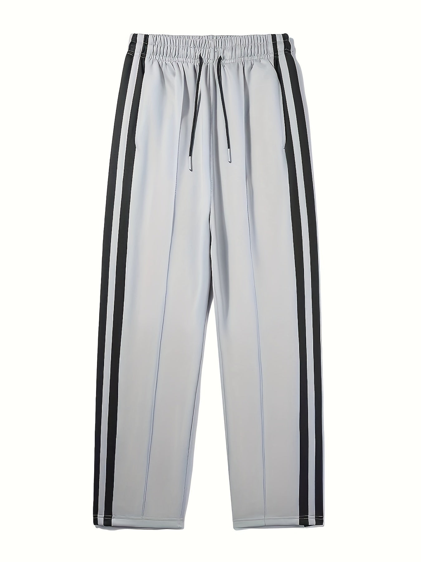 Men's Stylish Stripe Pants With Pockets, Casual Breathable Drawstring Trousers For Outdoor Activities