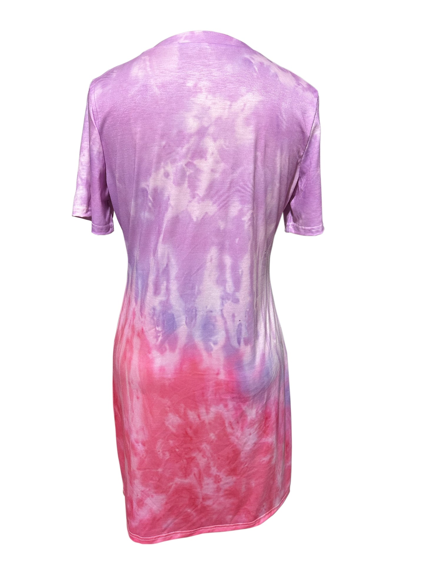 Tie Dye Crew Neck Dress, Casual Short Sleeve Dress For Spring & Summer, Women's Clothing