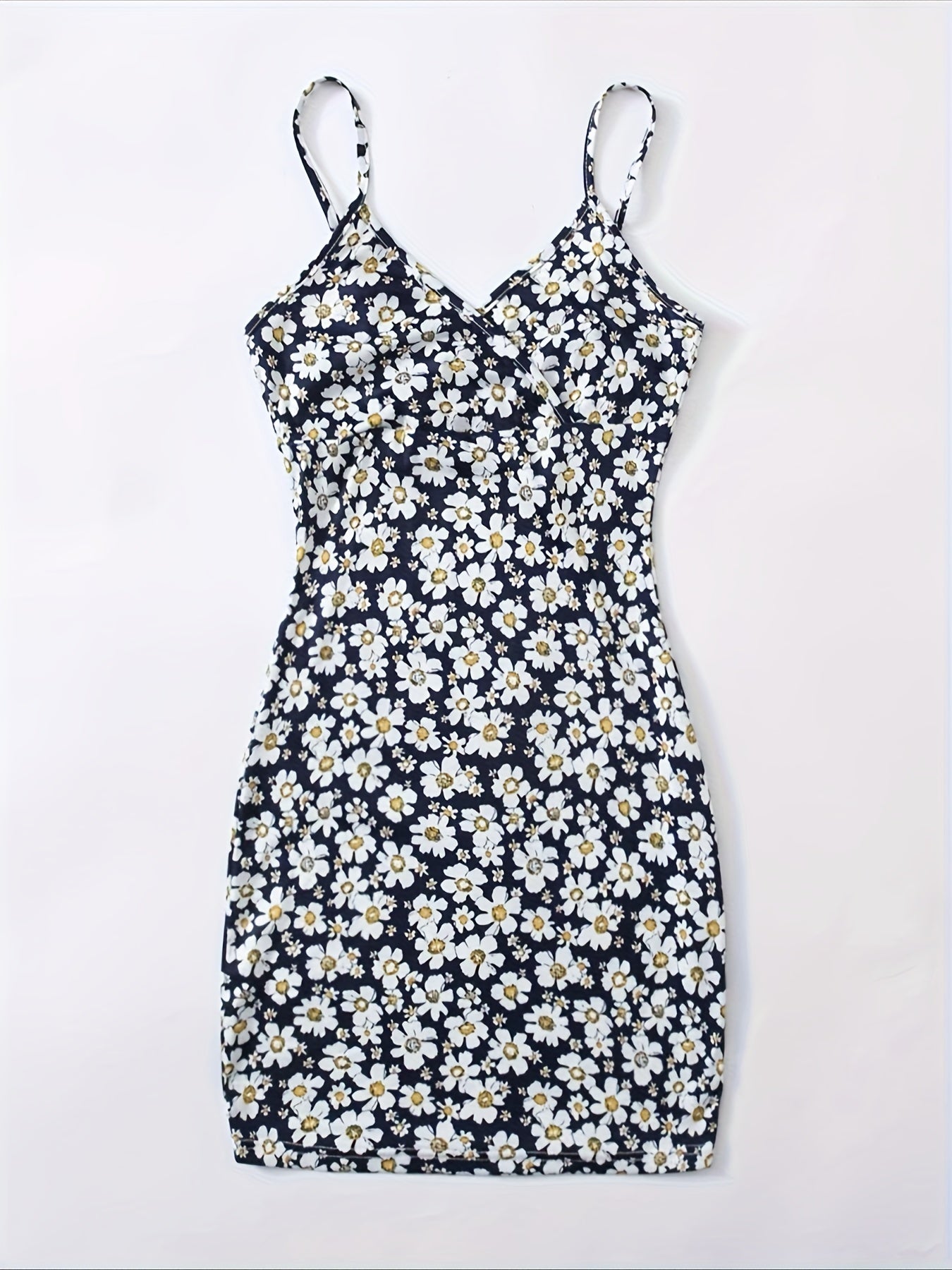 Floral Print Cami Dress, Elegant Sleeveless Bodycon Mini Dress For Vacation, Women's Clothing