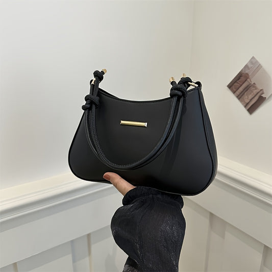 Elegant Minimalist Solid Color Shoulder Bag, With Zipper Closure For Women, Chic Underarm Purse And Wallet