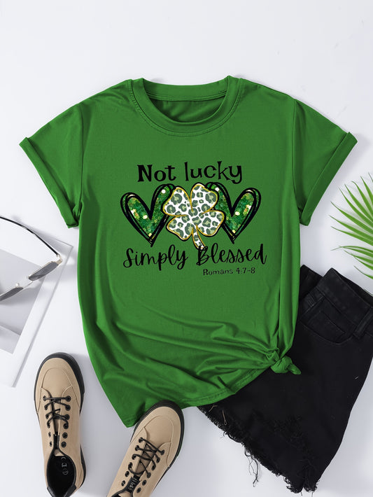 Felice Giorno di San Patrizio e T-Shirt con grafica a cuore, top casual a manica corta con collo a giro, abbigliamento da donna