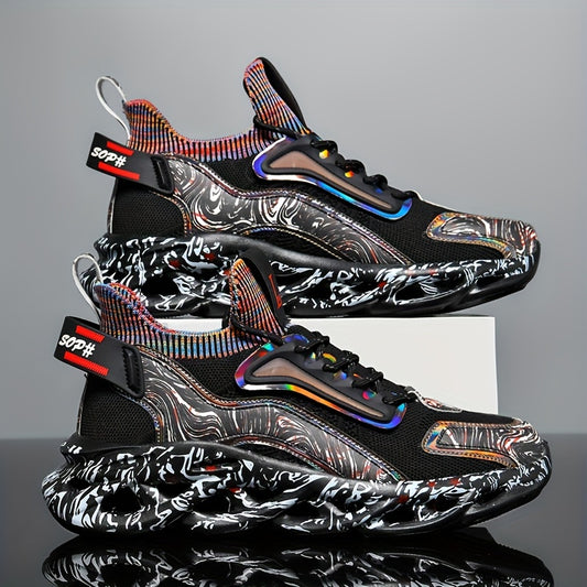 Men's Stylish Cozy Blade Type Shoes, Breathable Shock Absorption Slip On Non-Slip Shoes For All Seasons Youngesters/Adult Daily Jogging Walking, For Halloween