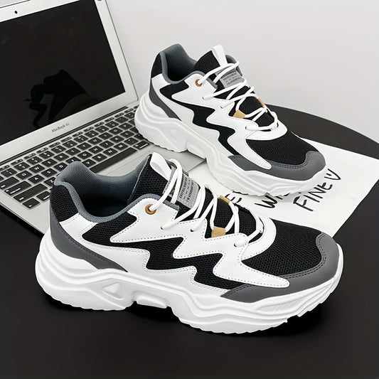 Men's Casual Sneakers, Breathable Lace-up Sneakers With Good Traction For Outdoor Walking Running