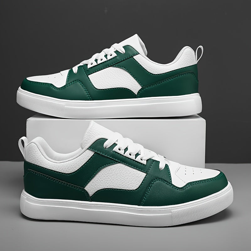 Men's Low-Top Skate Sneakers - Casual Lace-Up Flats for Outdoor, Hiking & Travel | All-Season Comfort with Durable EVA Sole